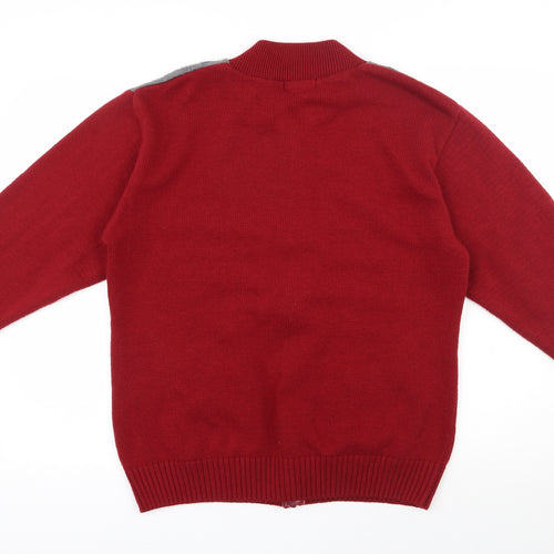 Sonia Fashion  Mens Red Round Neck  Acrylic Full Zip Jumper Size L