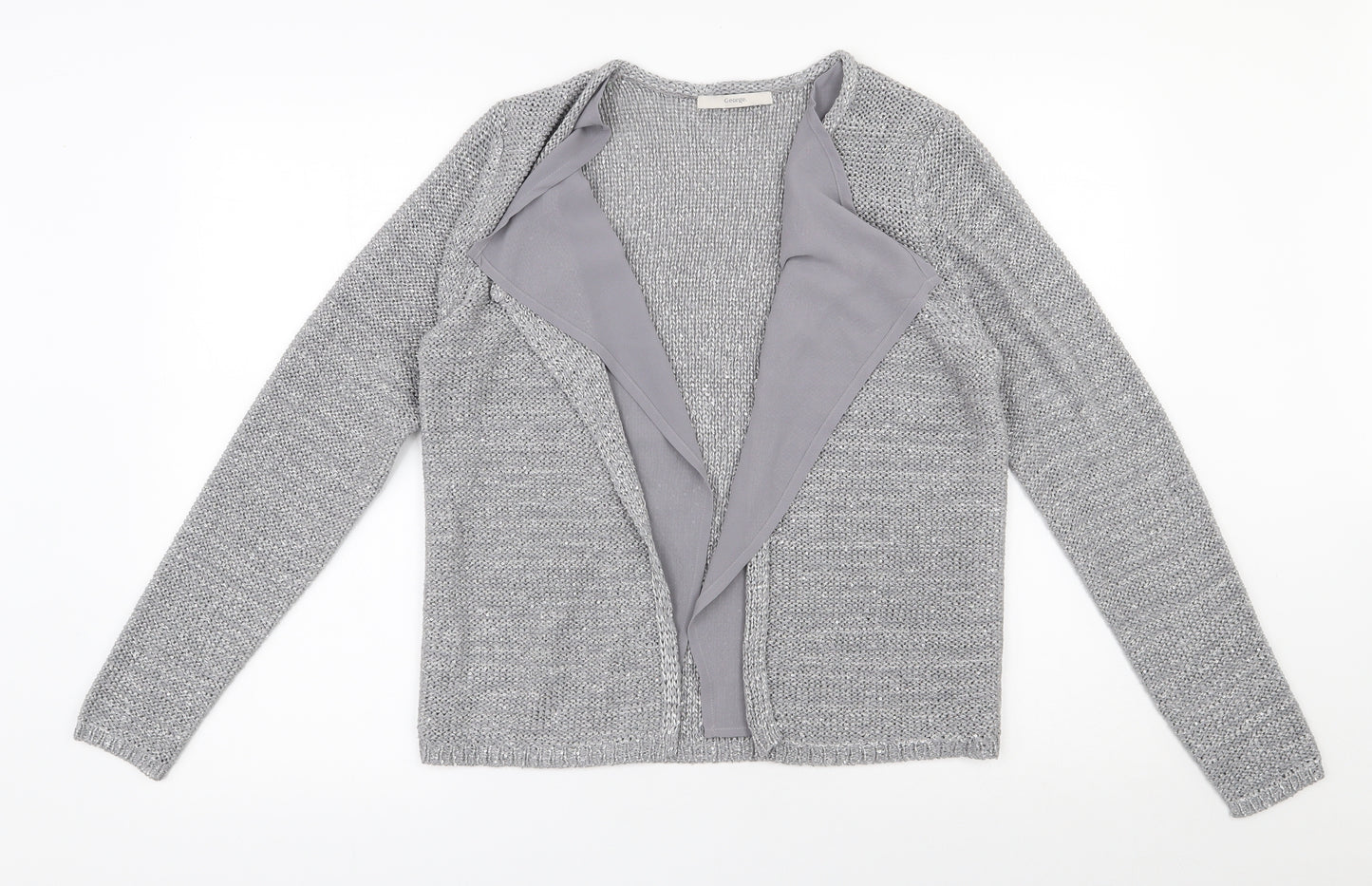 George Womens Grey V-Neck  Polyester Cardigan Jumper Size 10