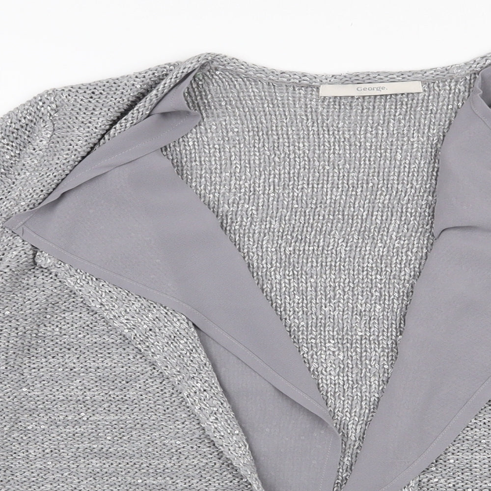 George Womens Grey V-Neck  Polyester Cardigan Jumper Size 10