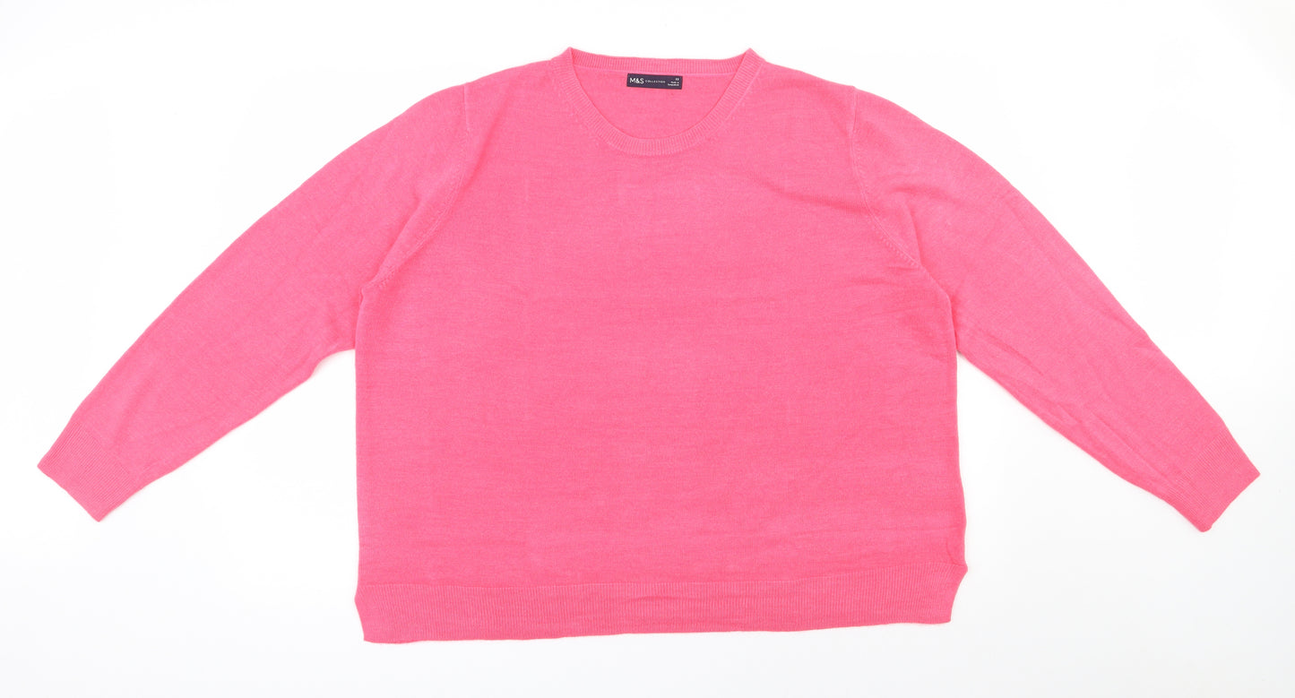Marks and Spencer Womens Pink Round Neck  Acrylic Pullover Jumper Size 22