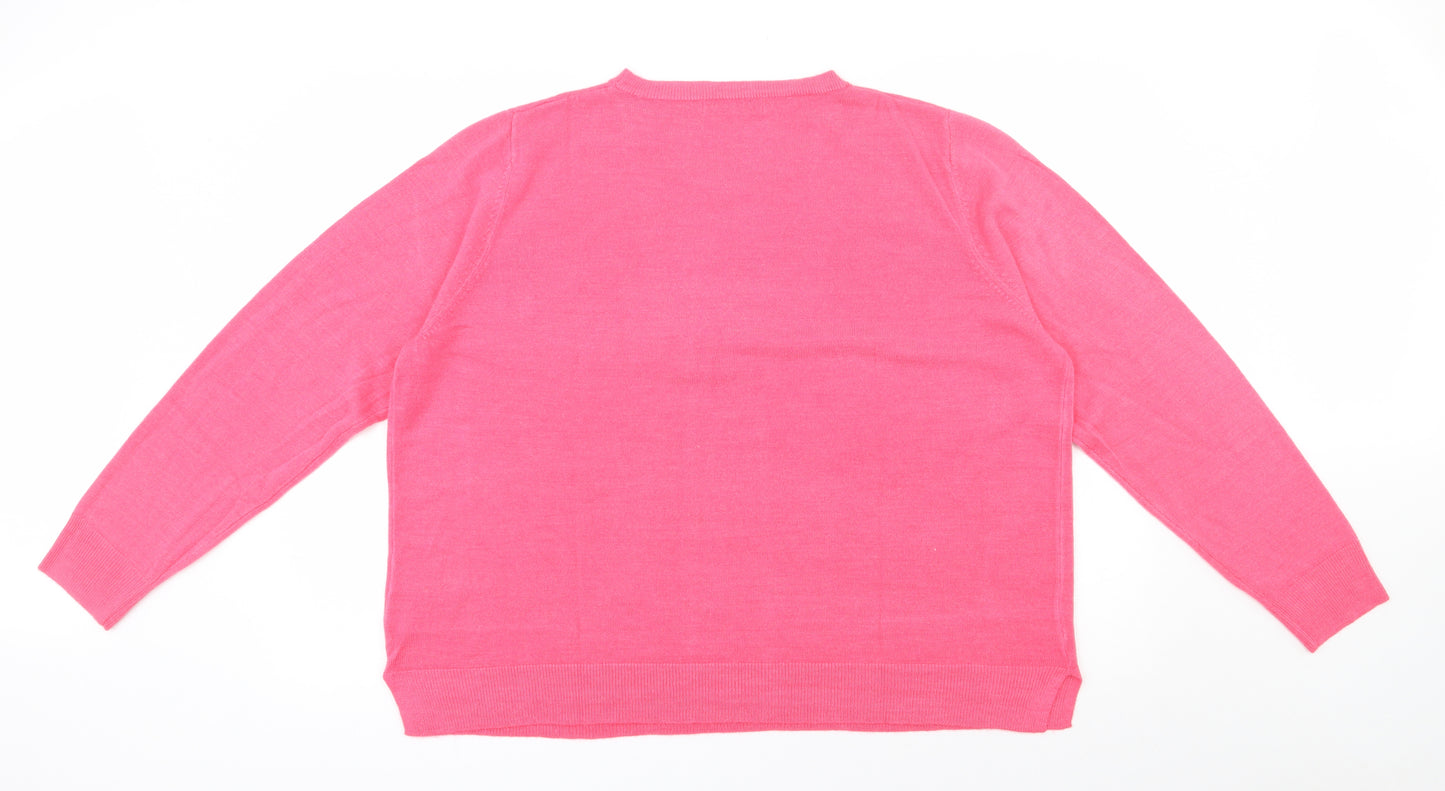 Marks and Spencer Womens Pink Round Neck  Acrylic Pullover Jumper Size 22