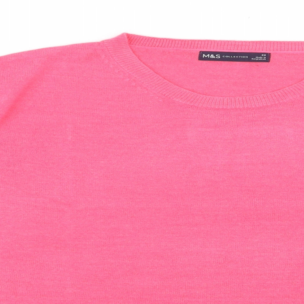 Marks and Spencer Womens Pink Round Neck  Acrylic Pullover Jumper Size 22