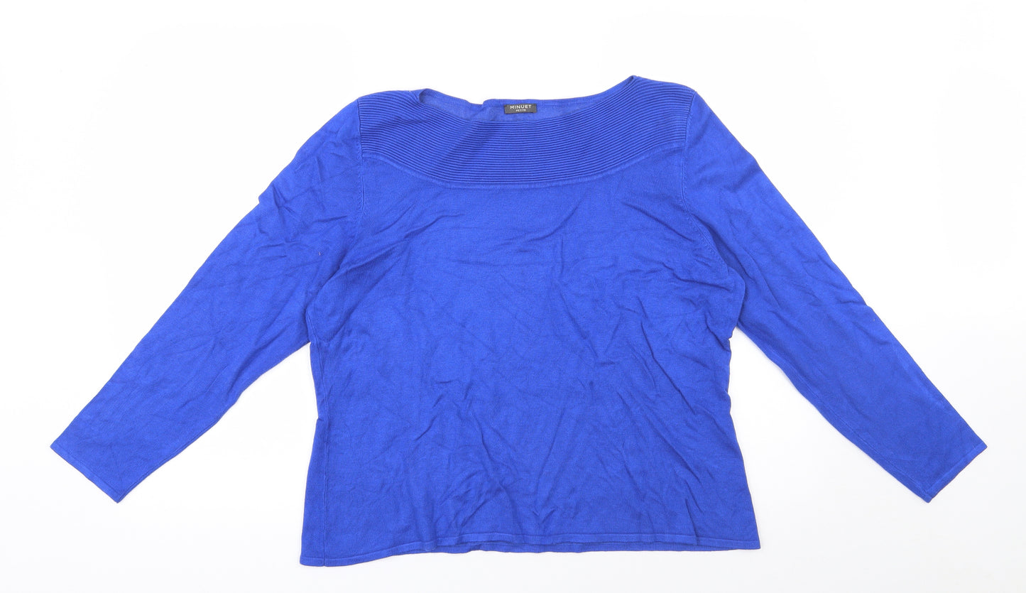 Minuet  Womens Blue Boat Neck  Viscose Pullover Jumper Size L