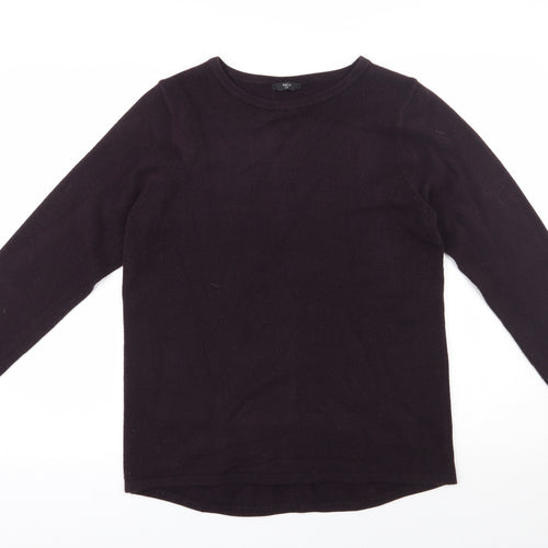 M&Co Womens Purple Round Neck  Acrylic Pullover Jumper Size 14
