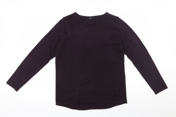 M&Co Womens Purple Round Neck Acrylic Pullover Jumper Size 14