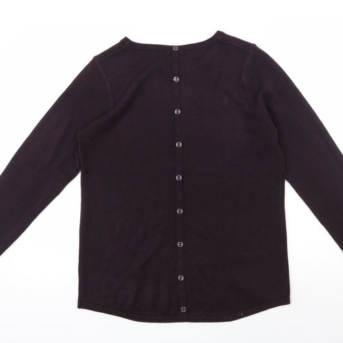 M&Co Womens Purple Round Neck  Acrylic Pullover Jumper Size 14