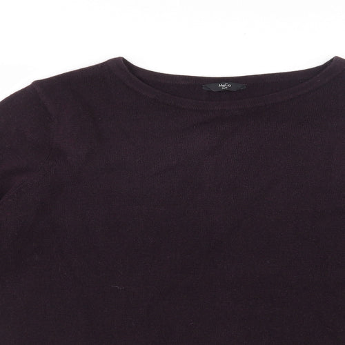 M&Co Womens Purple Round Neck  Acrylic Pullover Jumper Size 14