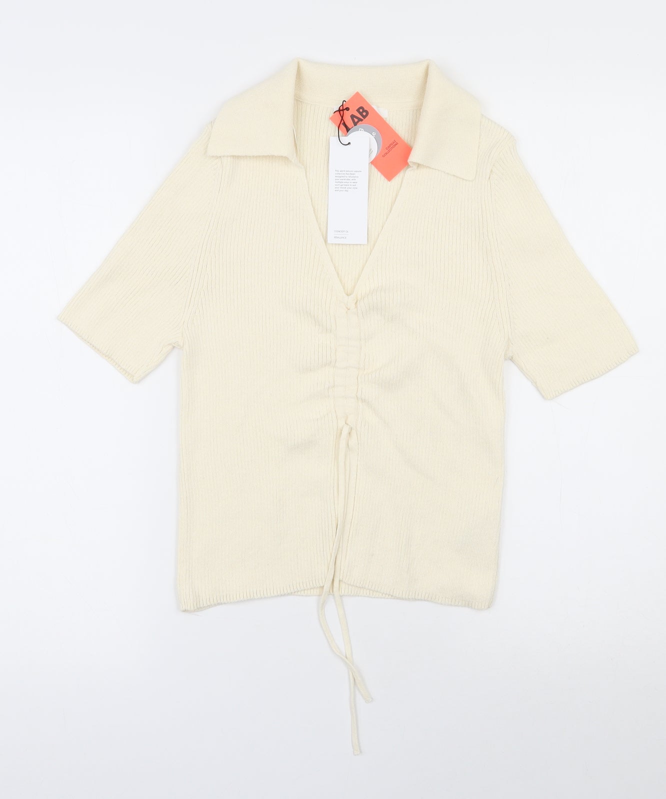 George Womens Ivory  Cotton Basic T-Shirt Size M V-Neck