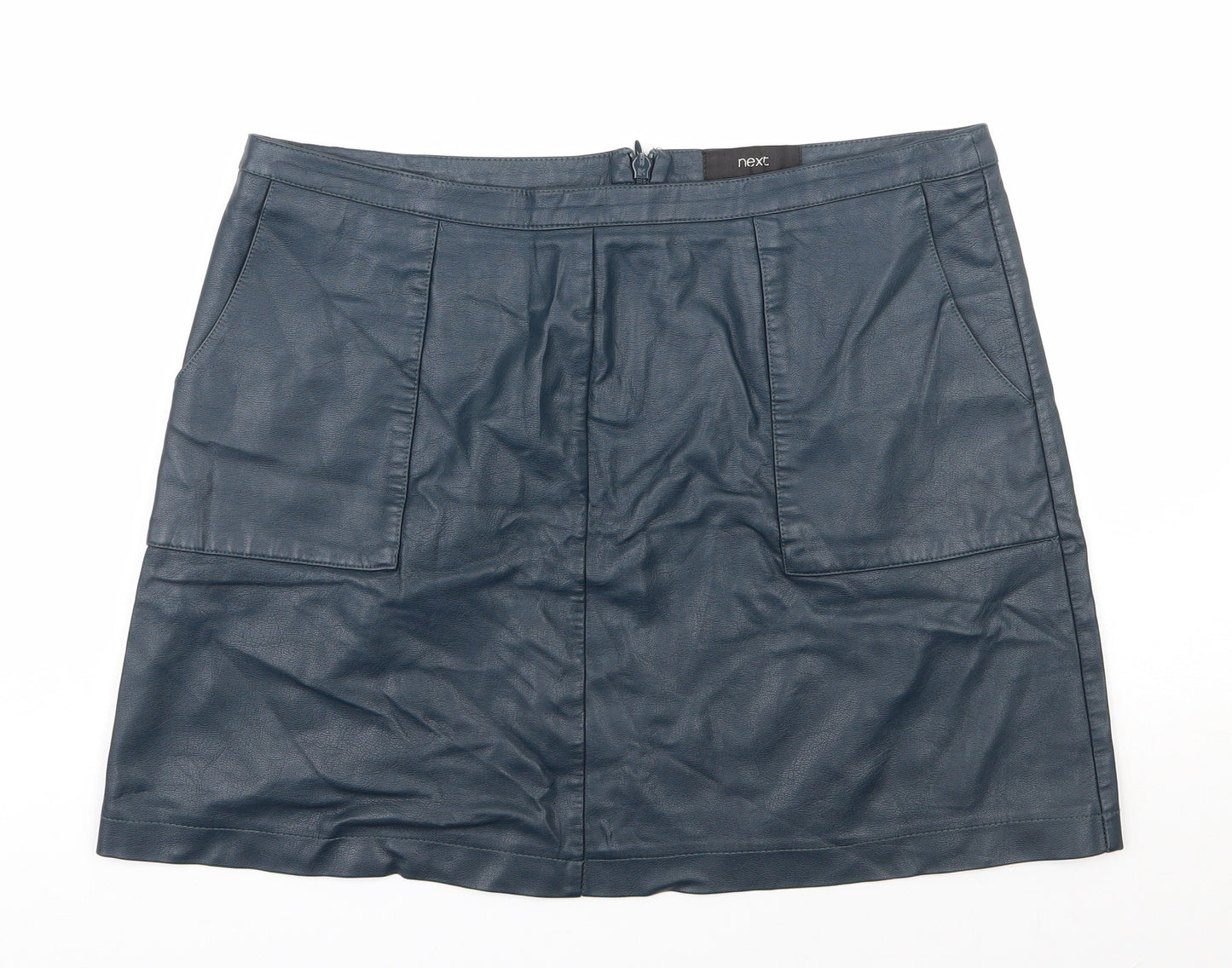 NEXT Womens Blue  Viscose A-Line Skirt Size 14   Zip