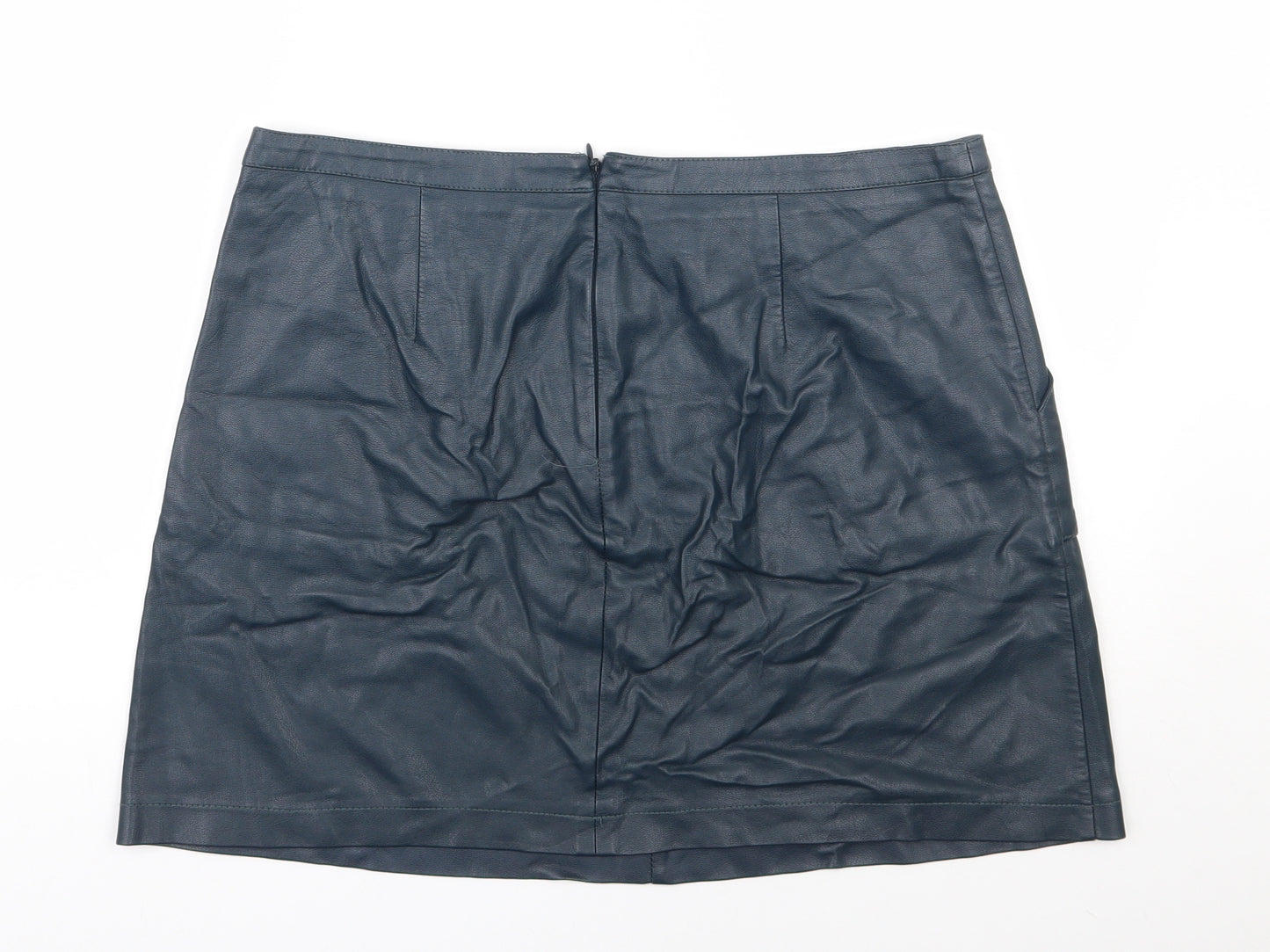 NEXT Womens Blue  Viscose A-Line Skirt Size 14   Zip