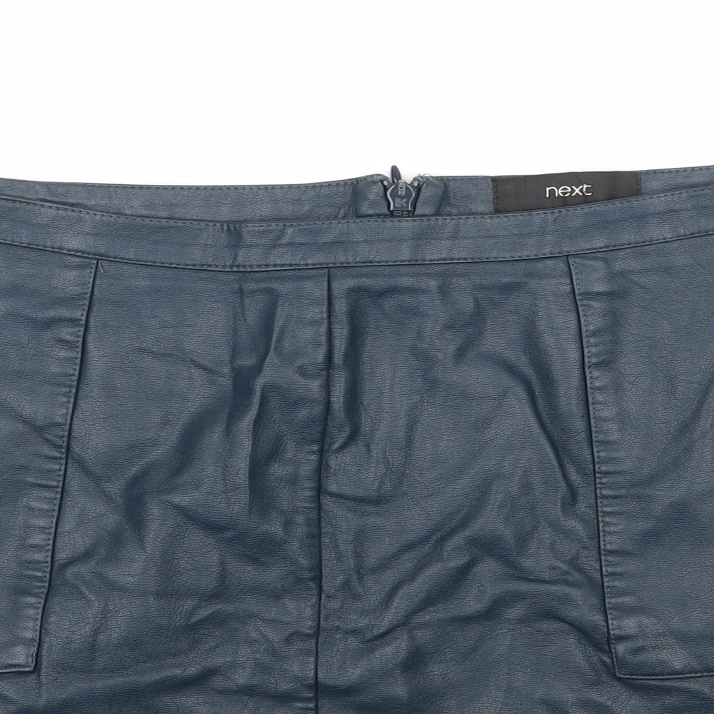NEXT Womens Blue  Viscose A-Line Skirt Size 14   Zip
