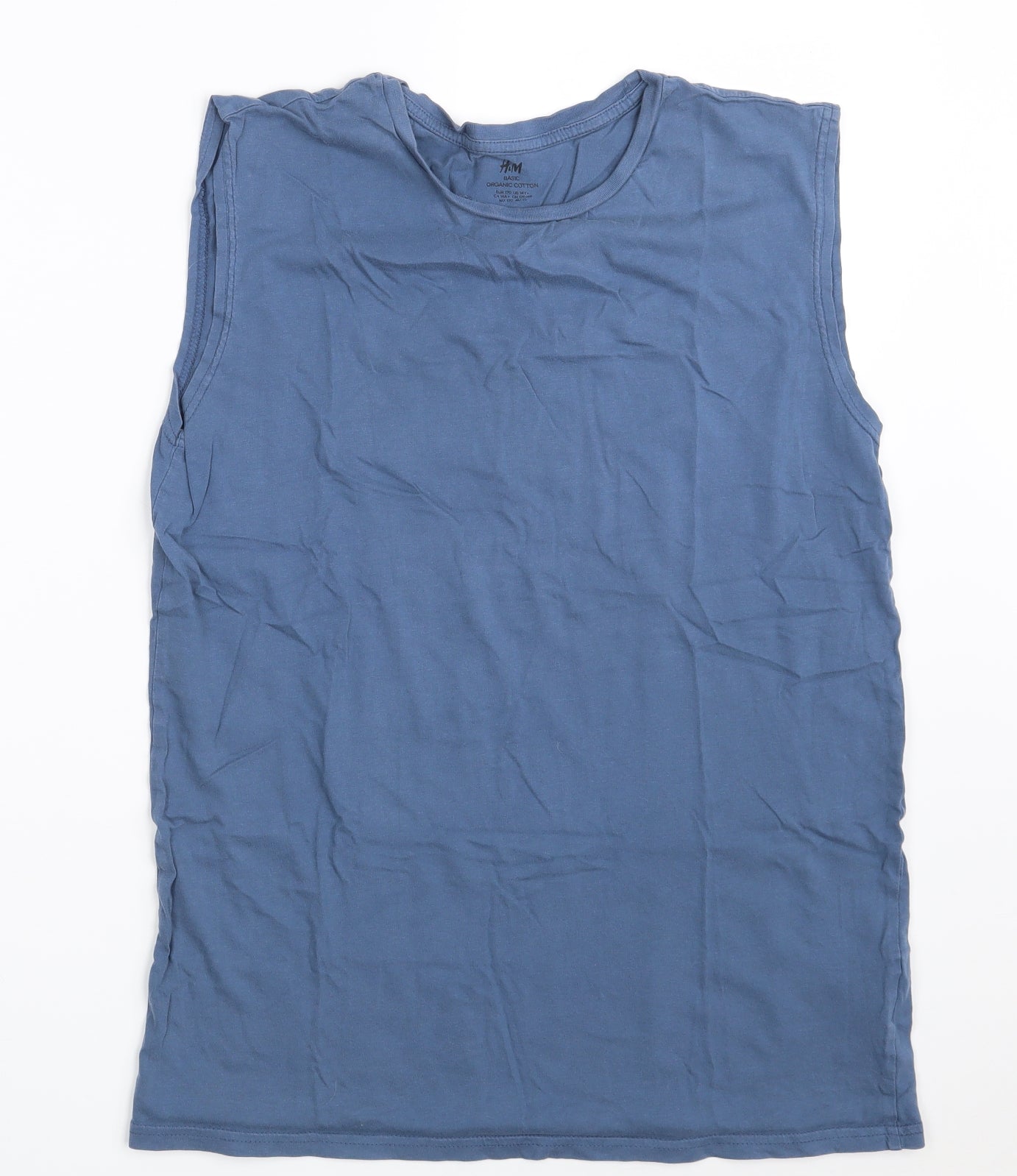 H&M Boys Blue  Cotton Basic T-Shirt Size 14 Years Crew Neck