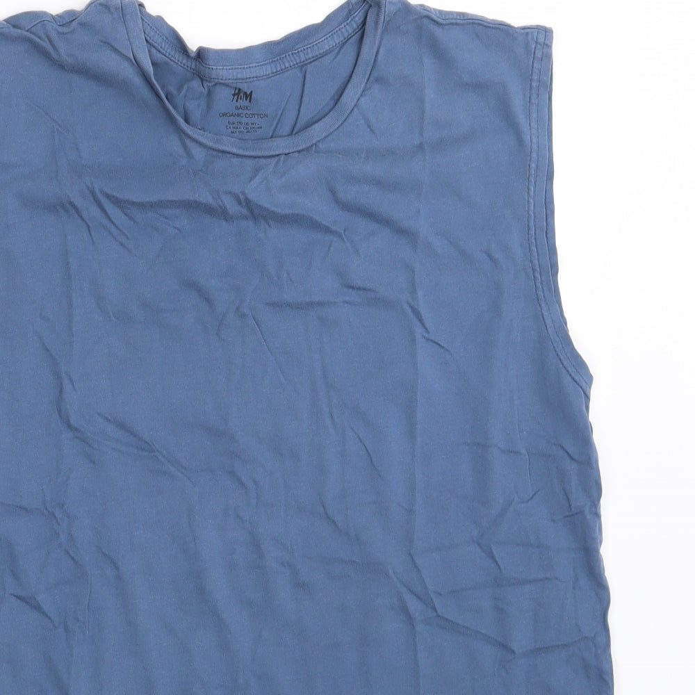 H&M Boys Blue  Cotton Basic T-Shirt Size 14 Years Crew Neck
