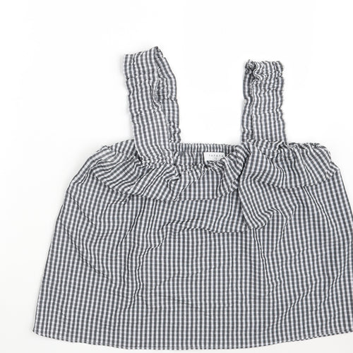 Papaya Womens Black Check Polyester Basic Blouse Size 12 Off the Shoulder