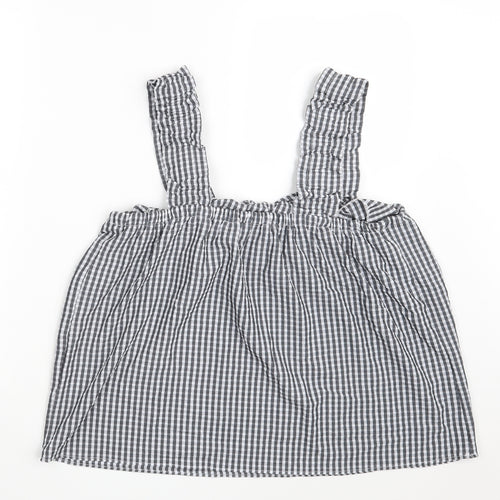 Papaya Womens Black Check Polyester Basic Blouse Size 12 Off the Shoulder