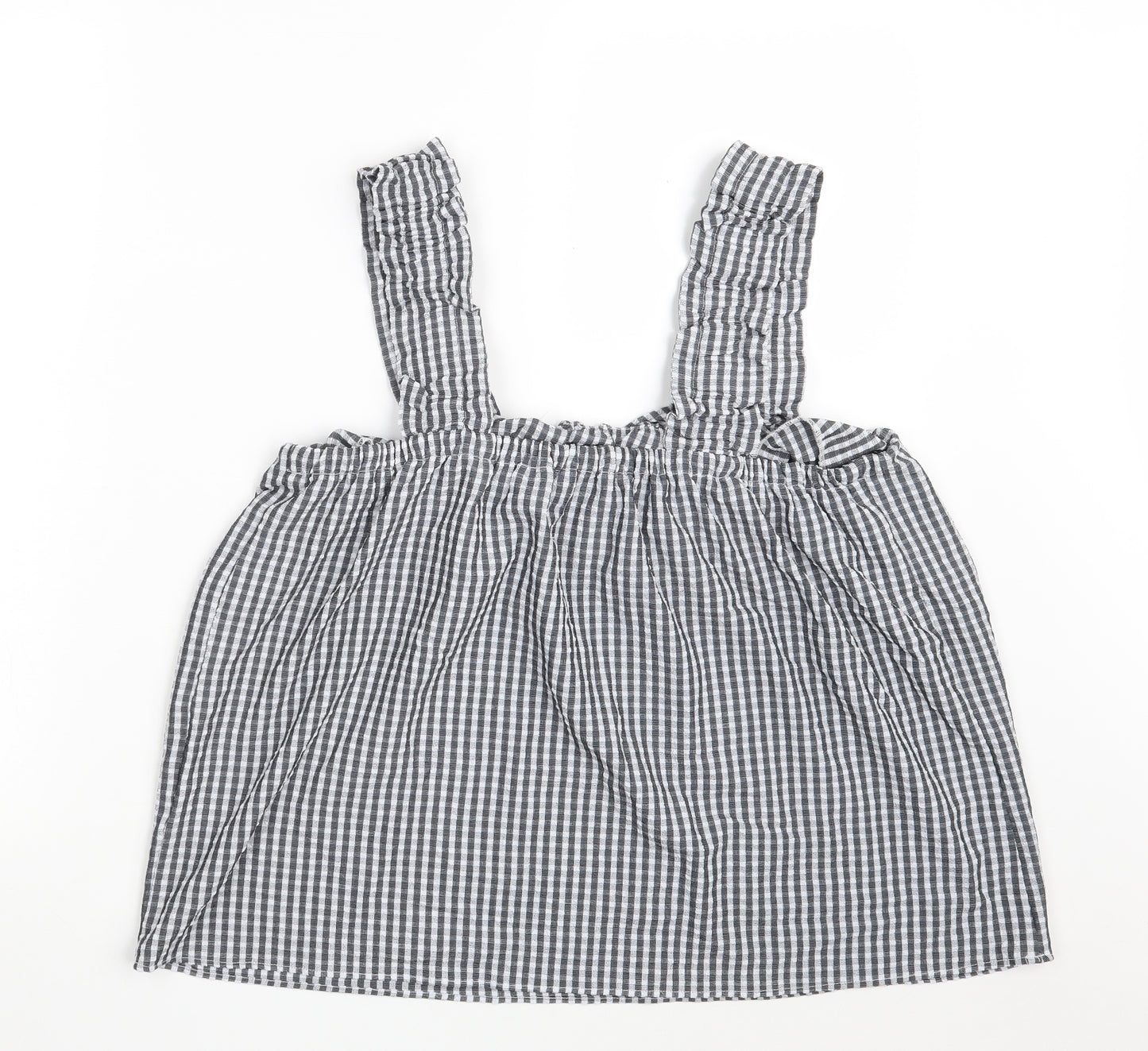 Papaya Womens Black Check Polyester Basic Blouse Size 12 Off the Shoulder