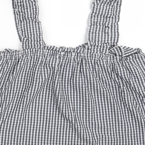 Papaya Womens Black Check Polyester Basic Blouse Size 12 Off the Shoulder