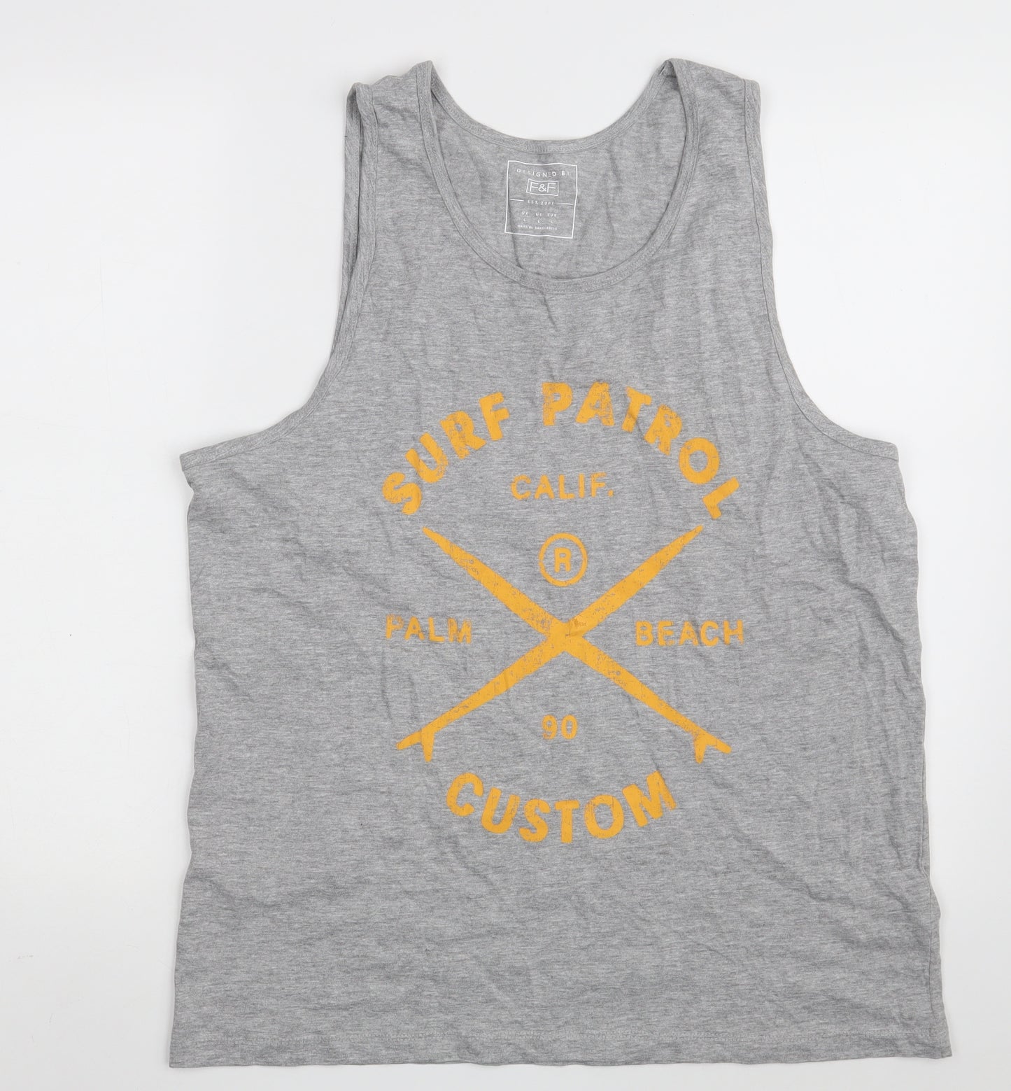 F&F Mens Grey  Cotton Vest Sweatshirt Size L   - Surf Patrol