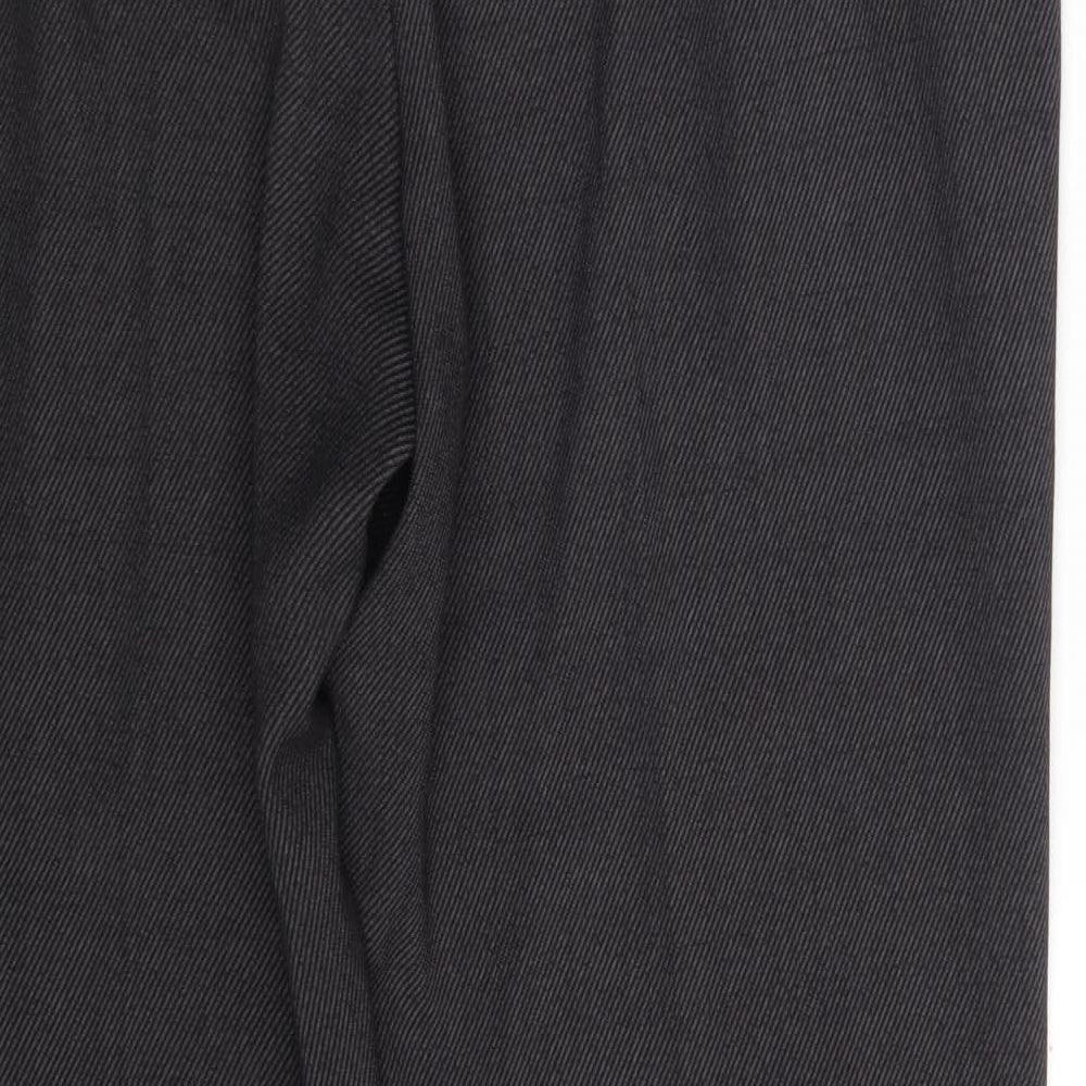 Marks and Spencer Womens Black  Polyester Chino Trousers Size 14 L30 in Regular Zip