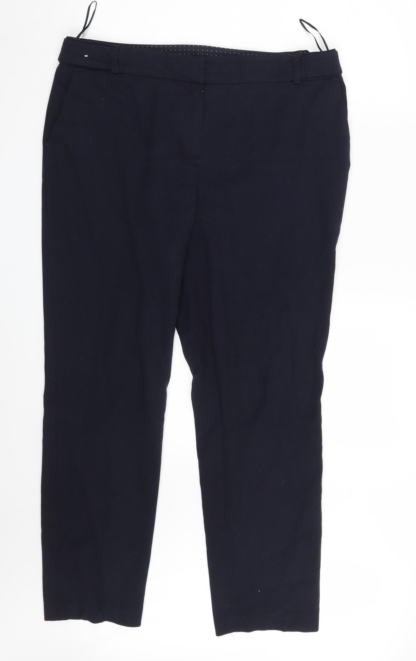 NEXT Womens Blue  Polyester Cropped Trousers Size 14 L27 in Regular Zip
