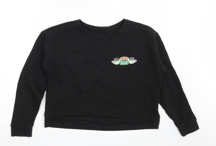 New Look Girls Black Cotton Pullover Sweatshirt Size 12-13 Years - Central Perk