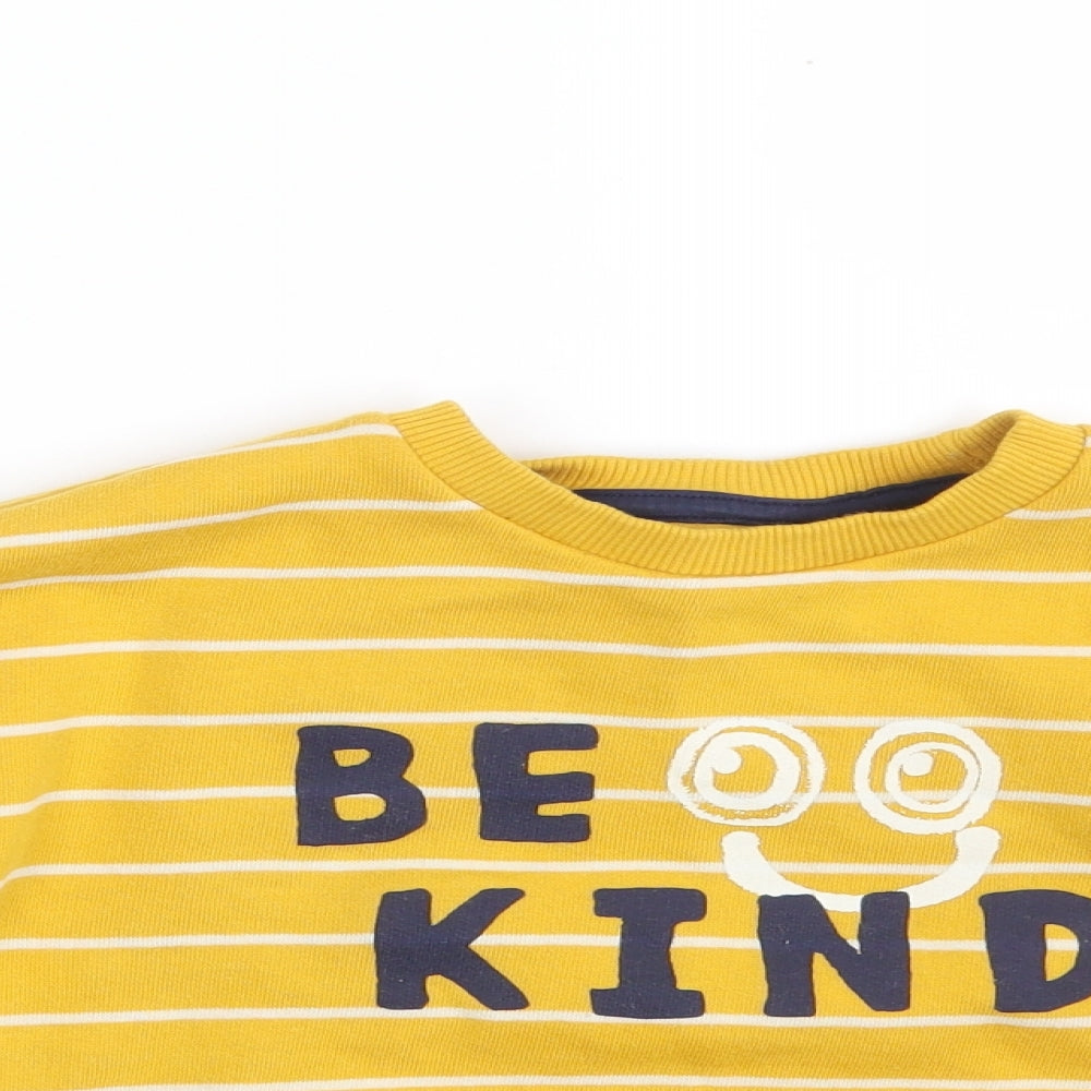 F&F Boys Yellow Striped Cotton Pullover Sweatshirt Size 3-4 Years   - BE KIND
