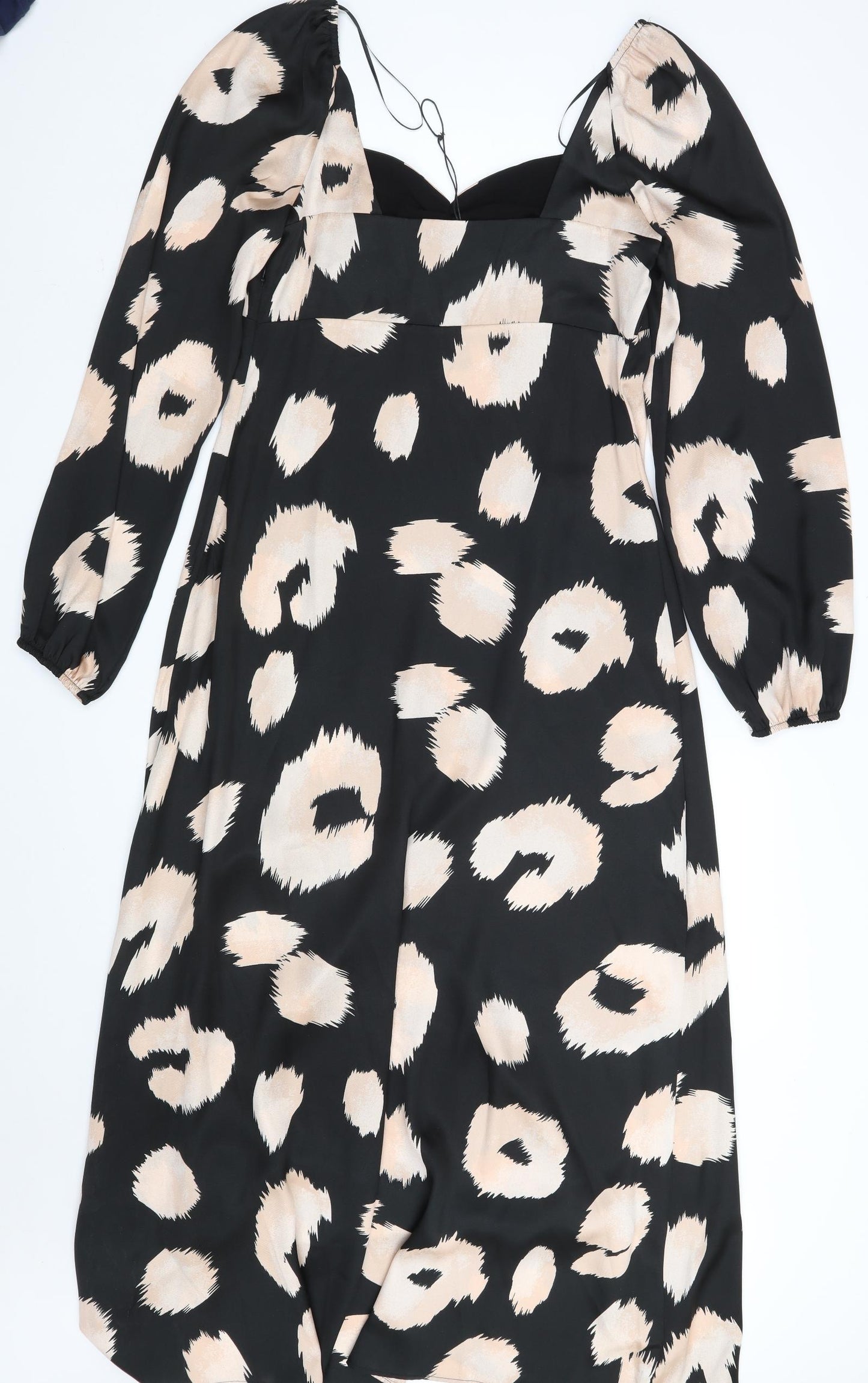 F&F Womens Black Animal Print Polyester A-Line  Size 10  Square Neck Zip