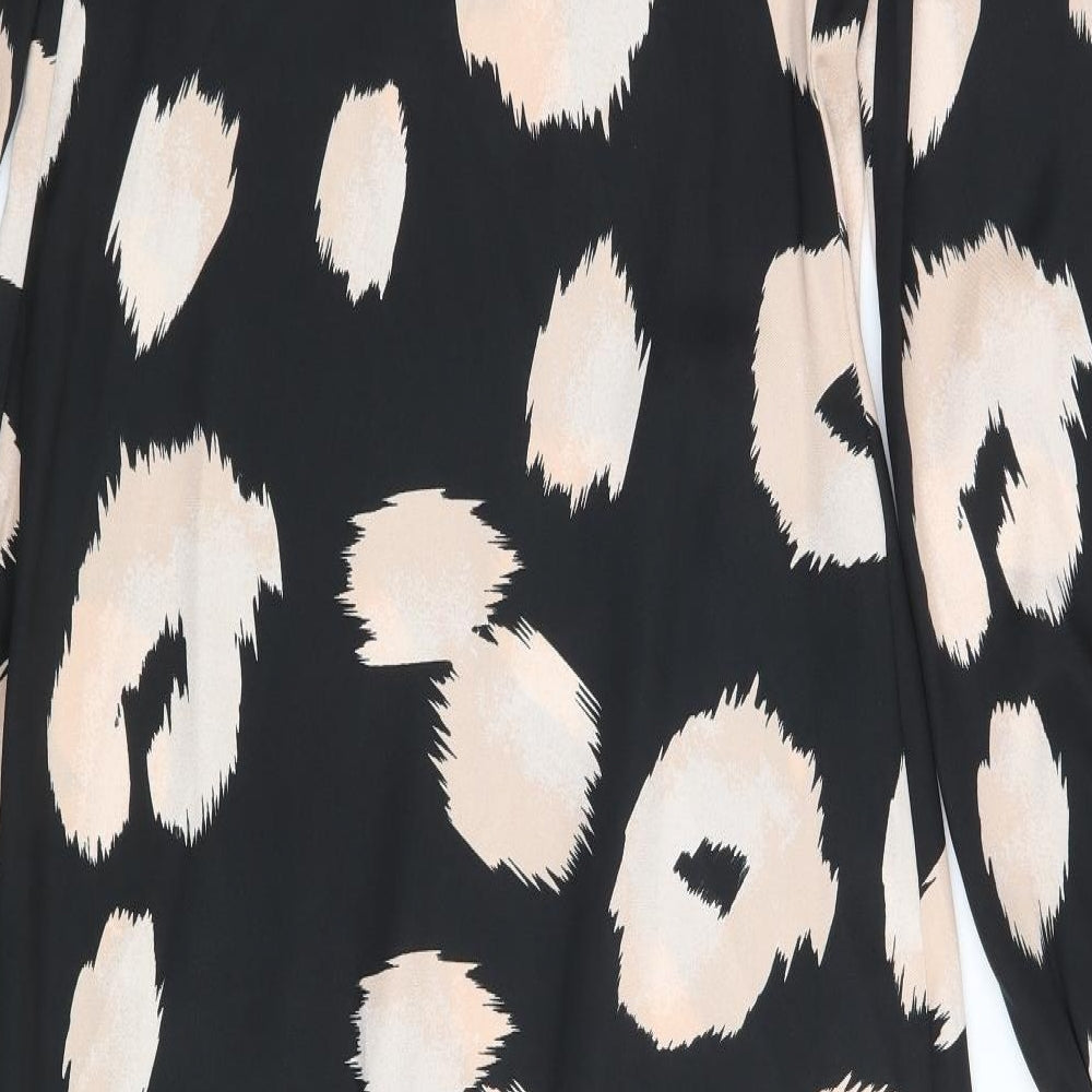 F&F Womens Black Animal Print Polyester A-Line  Size 10  Square Neck Zip