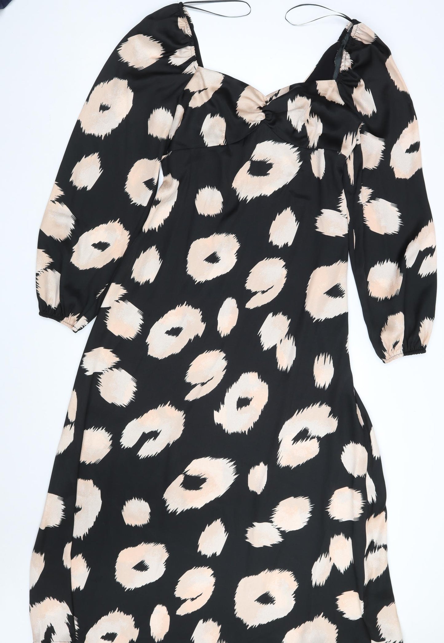 F&F Womens Black Animal Print Polyester A-Line  Size 16  Square Neck Zip