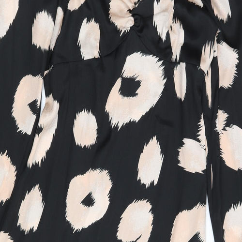 F&F Womens Black Animal Print Polyester A-Line  Size 16  Square Neck Zip