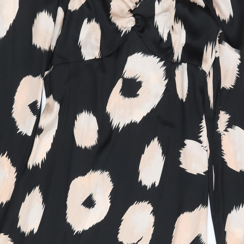 F&F Womens Black Animal Print Polyester A-Line  Size 16  Square Neck Zip