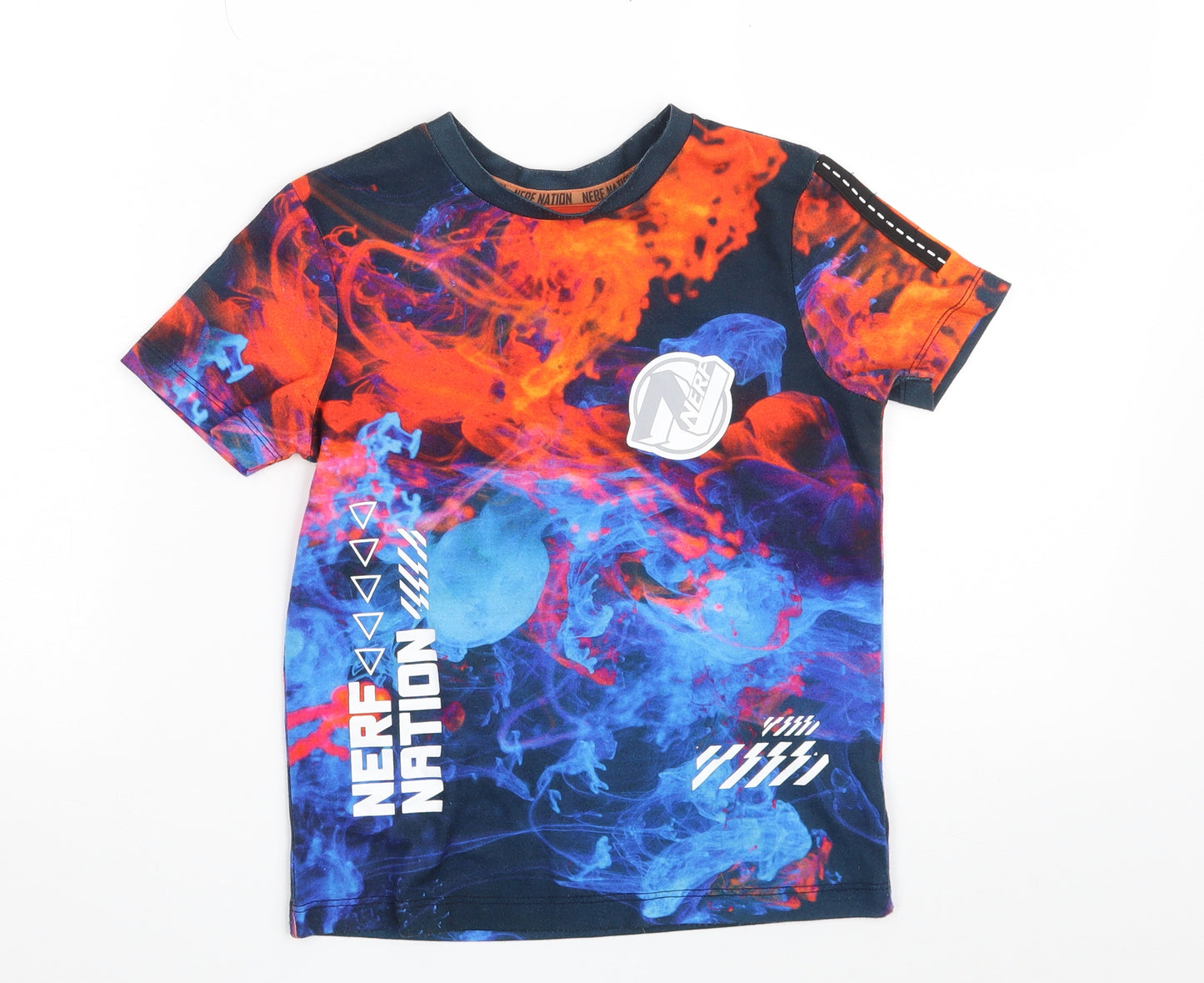 George Boys Multicoloured Batik 100% Polyester Pullover T-Shirt Size 5-6 Years Round Neck  - NERF NATION