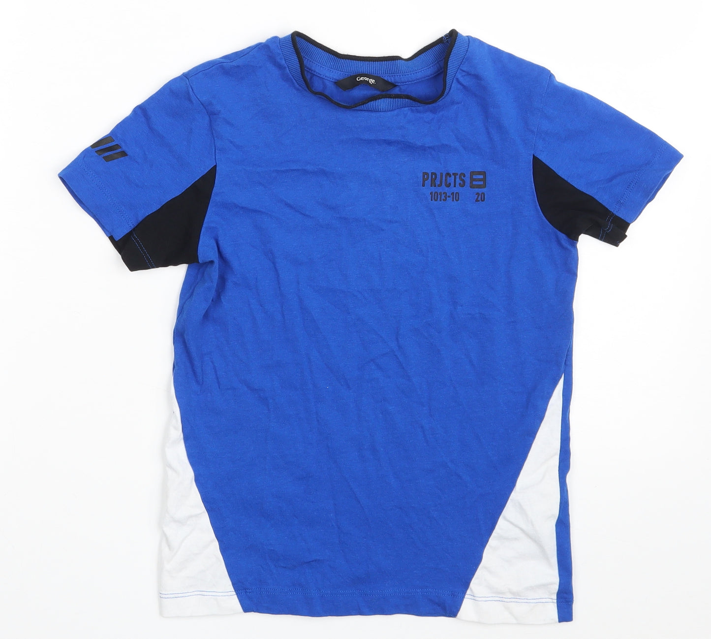 George Boys Blue  100% Cotton Pullover T-Shirt Size 5-6 Years Round Neck