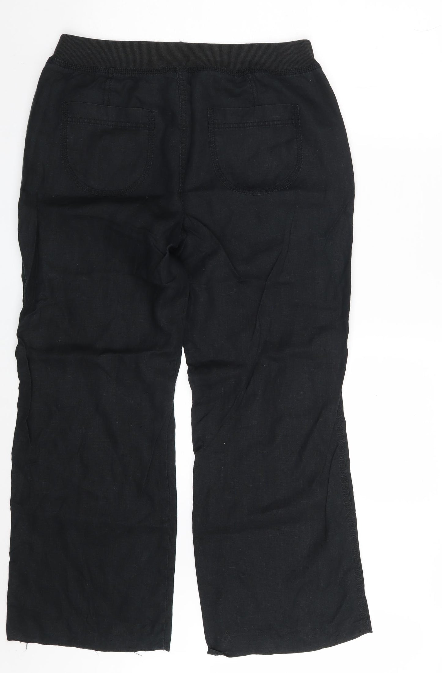 Marks and Spencer Womens Black  Linen Bloomer Trousers Size 10 L28 in Regular