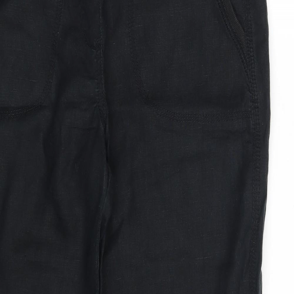 Marks and Spencer Womens Black  Linen Bloomer Trousers Size 10 L28 in Regular