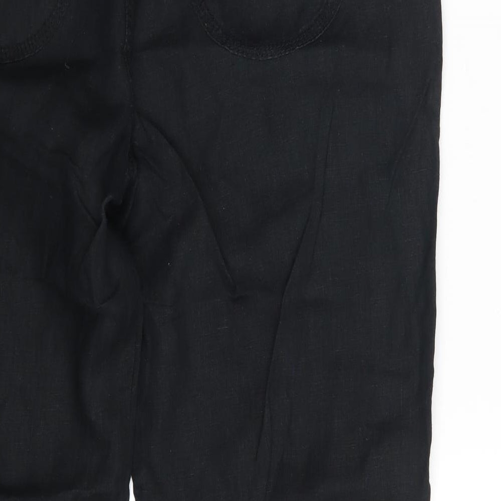 Marks and Spencer Womens Black  Linen Bloomer Trousers Size 10 L28 in Regular