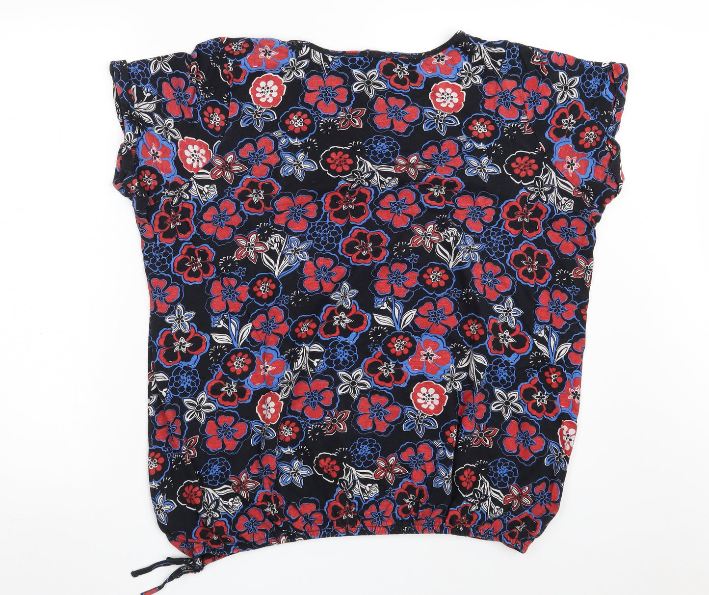 George Womens Black Floral 100% Cotton Basic T-Shirt Size 20 Scoop Neck