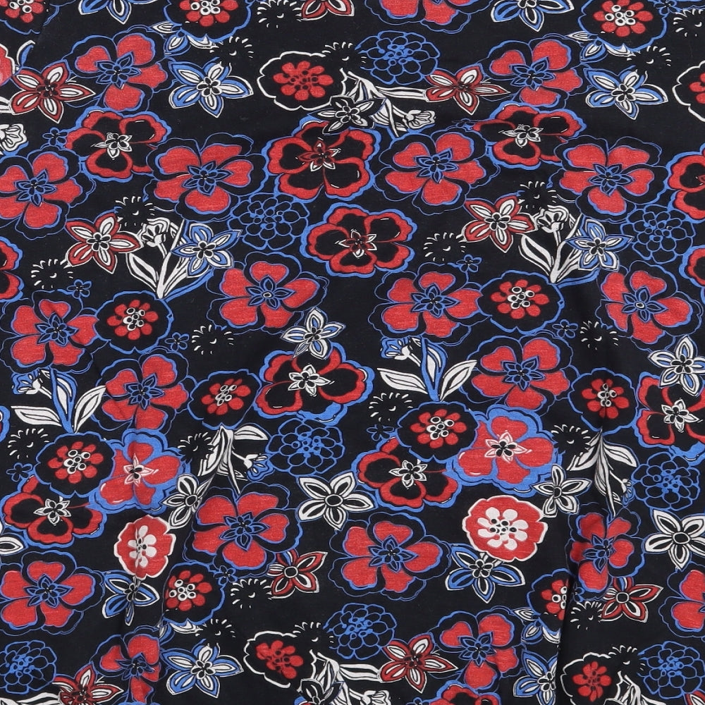 George Womens Black Floral 100% Cotton Basic T-Shirt Size 20 Scoop Neck