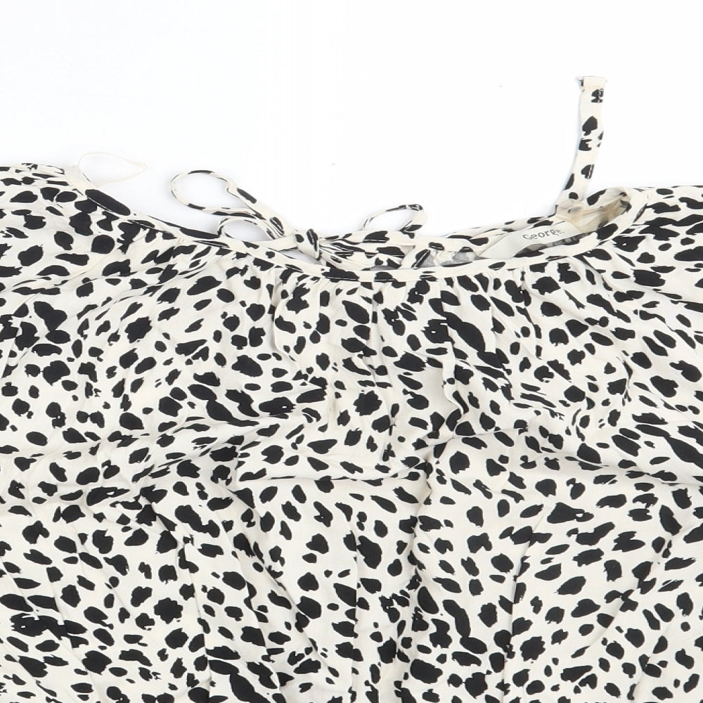 George Womens White Animal Print Viscose Basic Blouse Size 20 Boat Neck