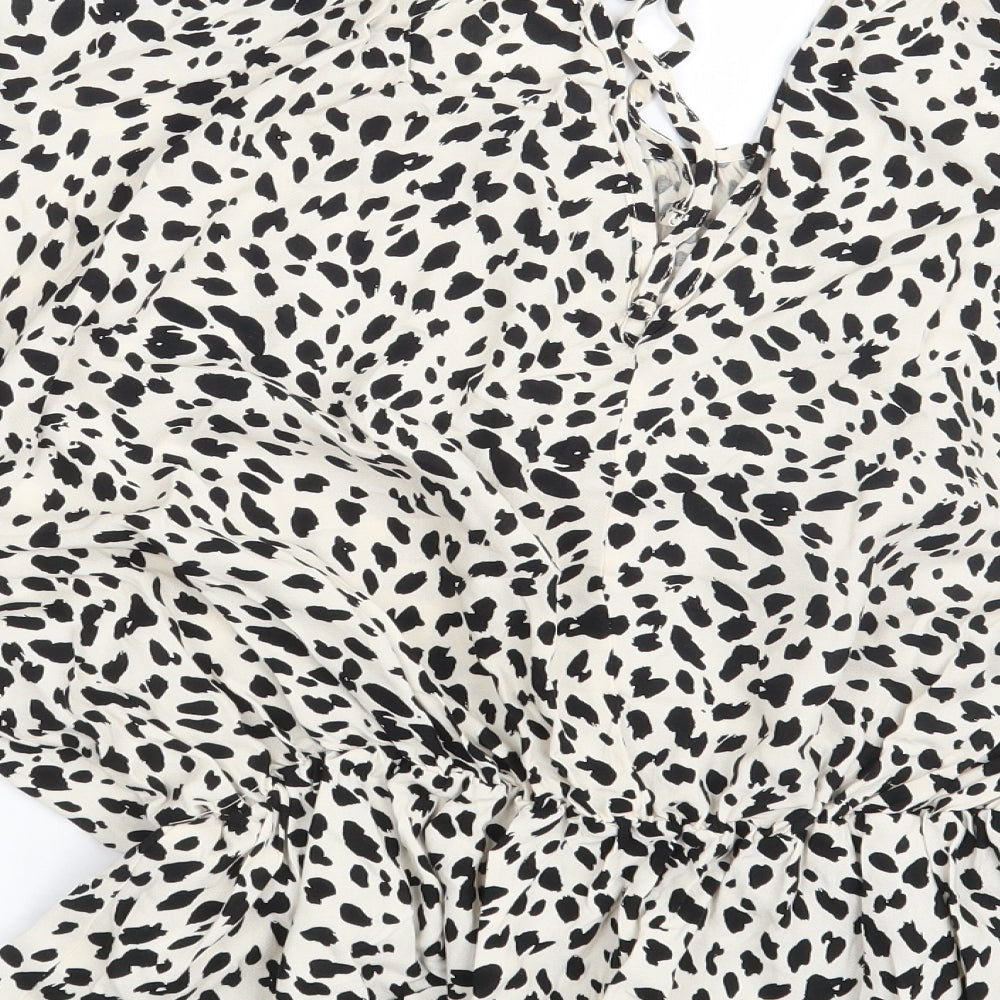 George Womens White Animal Print Viscose Basic Blouse Size 20 Boat Neck
