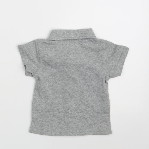 SheIn Boys Grey  Cotton Basic Button-Up Size 6-9 Months Collared Button