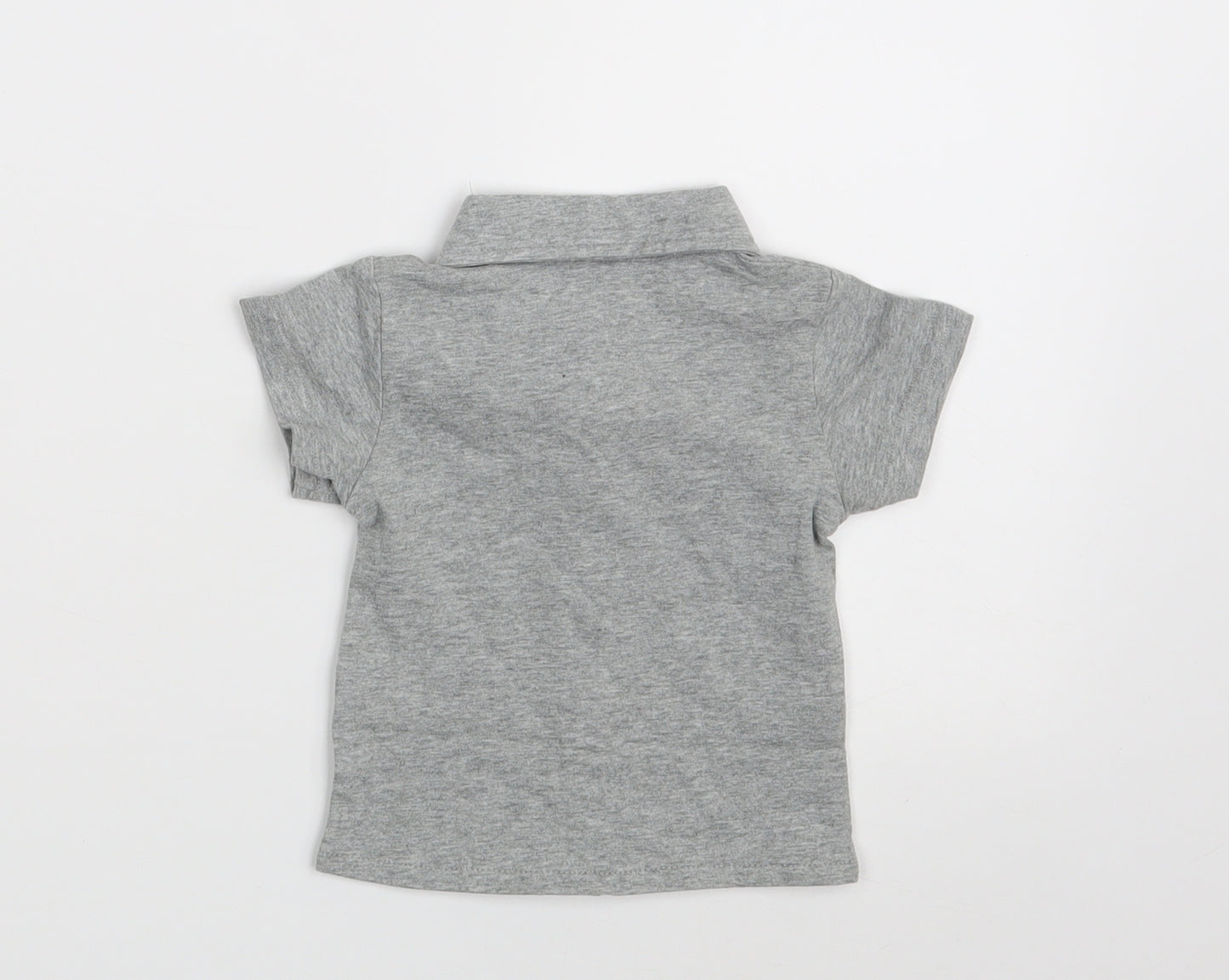 SheIn Boys Grey  Cotton Basic Button-Up Size 6-9 Months Collared Button