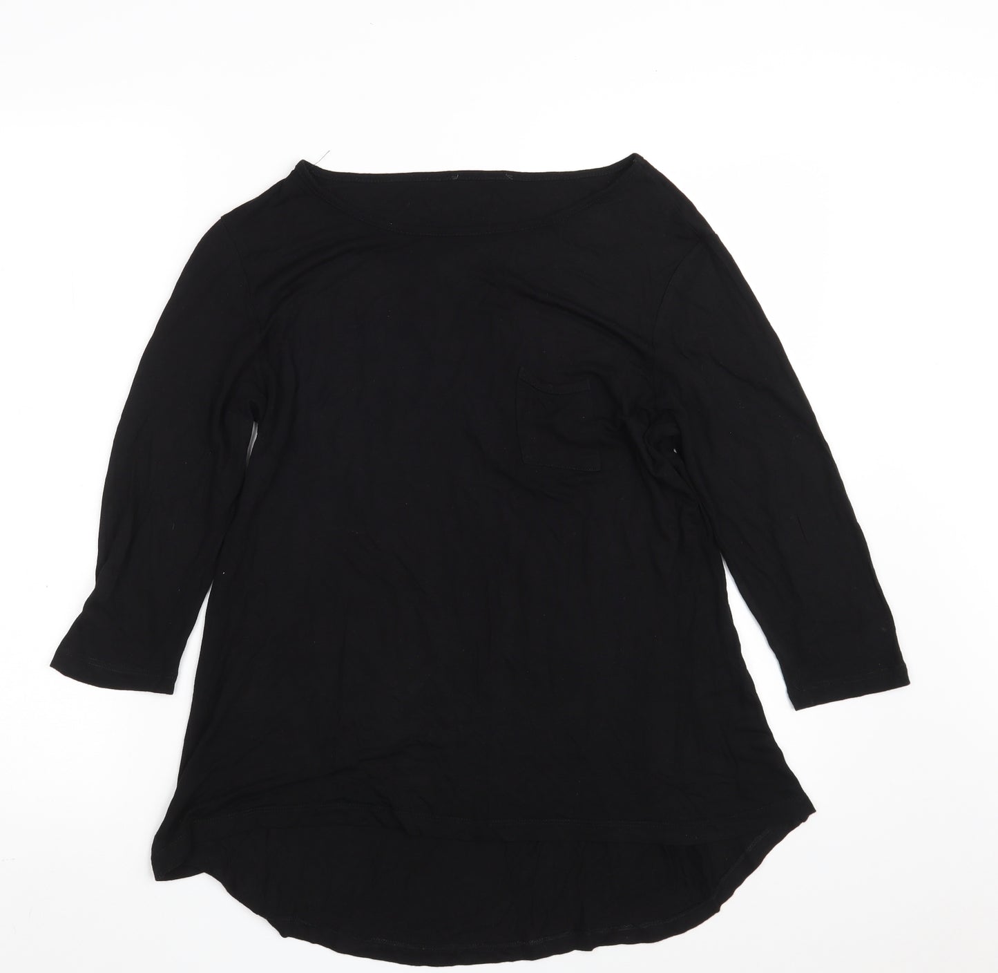 MYSTIFY Womens Black  Viscose Basic T-Shirt Size M Boat Neck