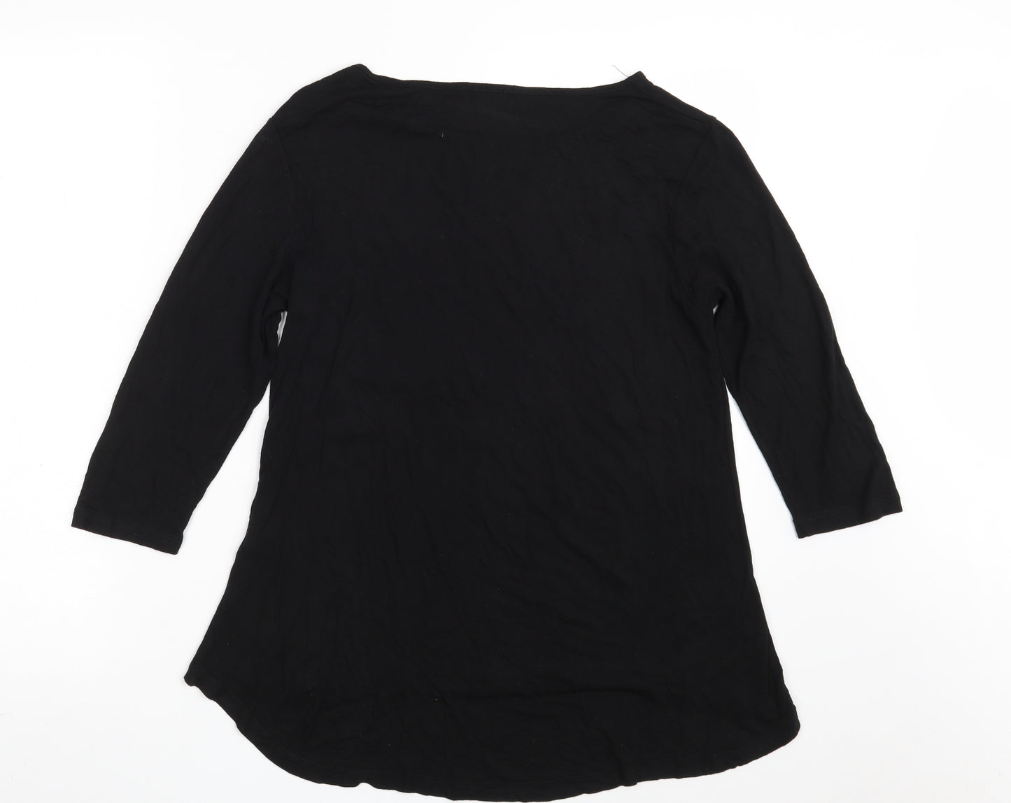 MYSTIFY Womens Black  Viscose Basic T-Shirt Size M Boat Neck
