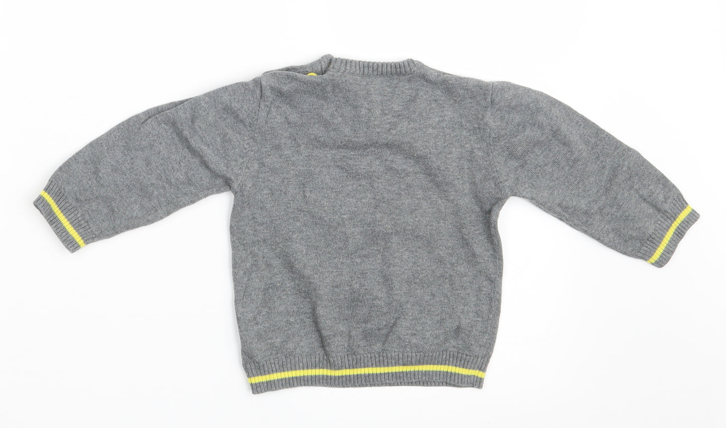 George Boys Grey  100% Cotton Pullover Jumper Size 9-12 Months  Button - BATMAN