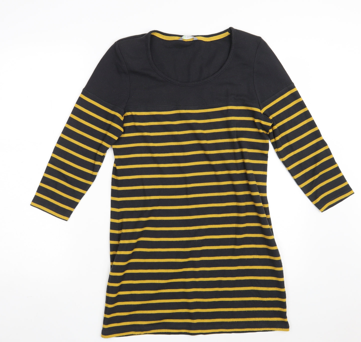 Marks and Spencer Womens Black Striped Cotton Pullover Sweatshirt Size 12