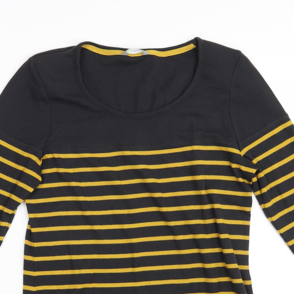 Marks and Spencer Womens Black Striped Cotton Pullover Sweatshirt Size 12