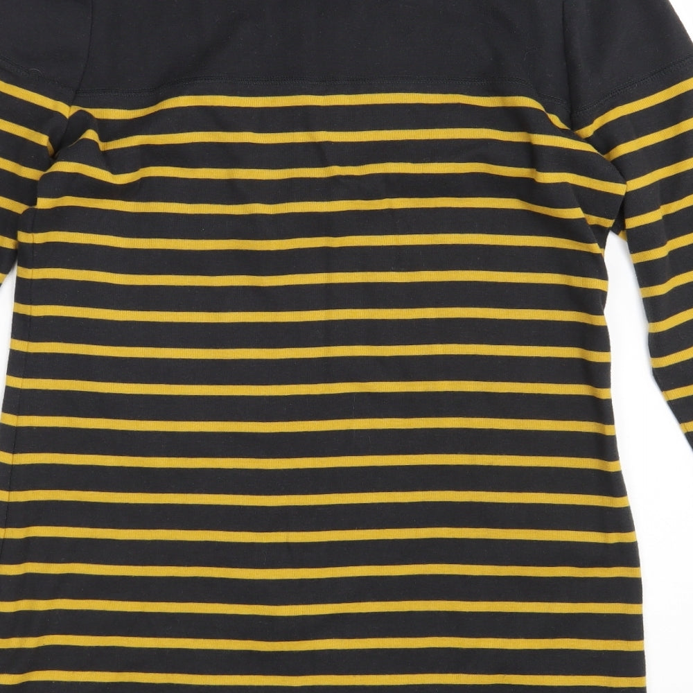 Marks and Spencer Womens Black Striped Cotton Pullover Sweatshirt Size 12