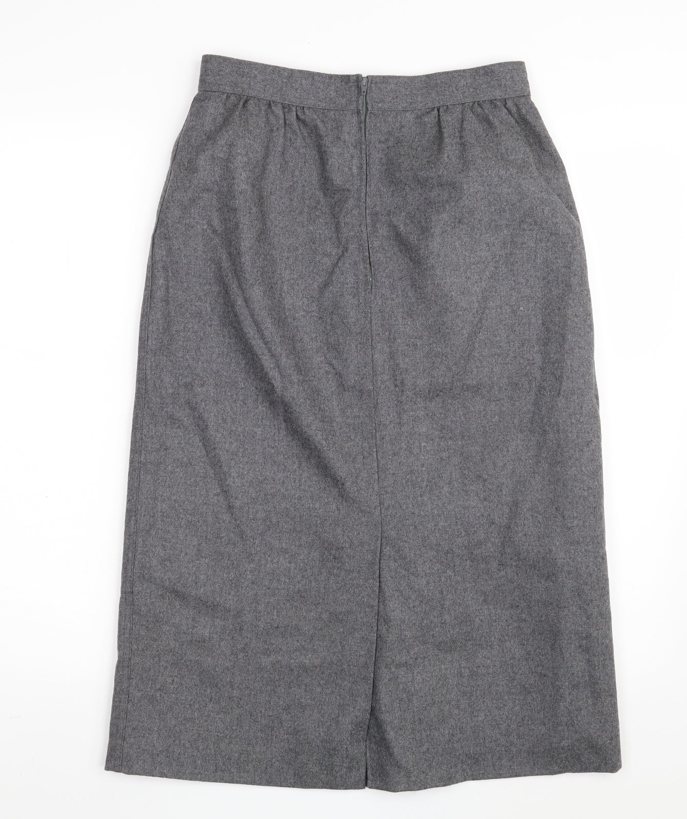 Marks and Spencer Womens Grey  Wool A-Line Skirt Size 12   Zip