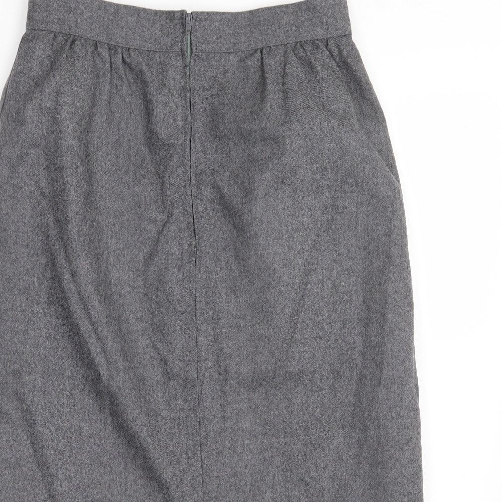 Marks and Spencer Womens Grey  Wool A-Line Skirt Size 12   Zip